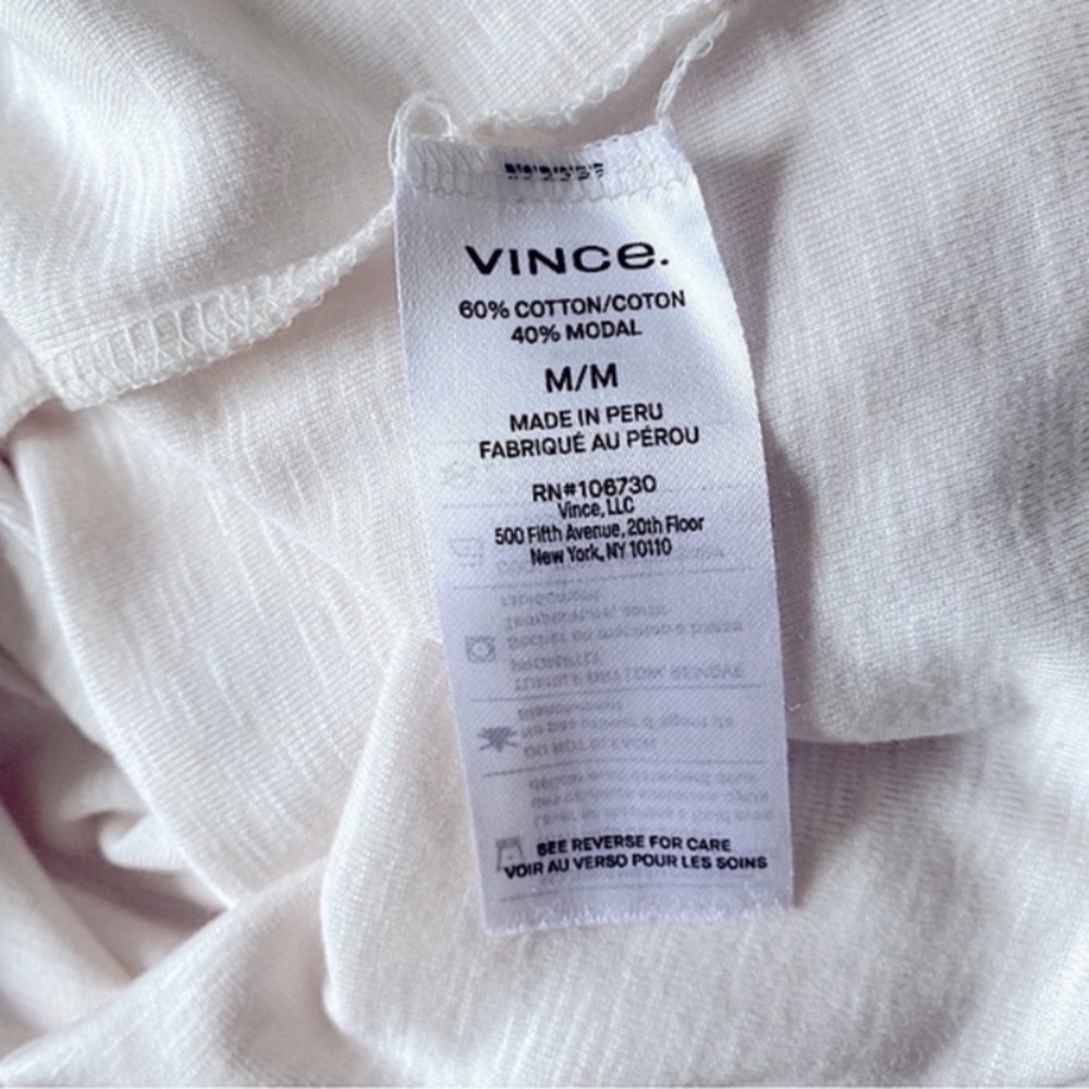 VINCE SLUB COTTON HENLEY LAYERING TEE SHIRT NEUTRAL COTTAGECORE CAPSULE MODEST M - Picture 4 of 4
